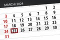 Calendar 2024, deadline, day, month, page, organizer, date, March, monday, number 25