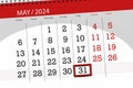 Calendar 2024, deadline, day, month, page, organizer, date, May, friday, number 31