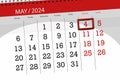 Calendar 2024, deadline, day, month, page, organizer, date, May, saturday, number 4