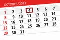 Calendar 2023, deadline, day, month, page, organizer, date, October, wednesday, number 4