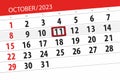 Calendar 2023, deadline, day, month, page, organizer, date, October, wednesday, number 11