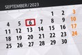 Calendar 2023, deadline, day, month, page, organizer, date, September, wednesday, number 6