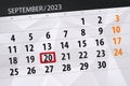 Calendar 2023, deadline, day, month, page, organizer, date, September, wednesday, number 20