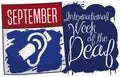 Calendar with Deaf`s Symbol for International Week of the Deaf, Vector Illustration