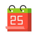 Calendar of 25 december, Merry Christmas icon set, flat design