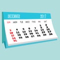 Calendar 2017 December page of a desktop calendar. Royalty Free Stock Photo