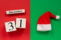 Calendar December 31st and Santa or Father Frost hat