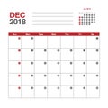 Calendar for December 2018