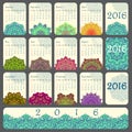 2016 Calendar decorated with circular flower mandala
