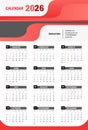 Calendar design template for 2026 vector Royalty Free Stock Photo