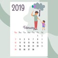 Calendar 2019. february calendar.calendar vector