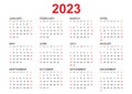 Calendar 2023 Template Vector, Simple Minimal Design, Planner 2023 Year, Wall Calendar 2023 Year,