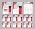 Calendar 2026-2027 design set and red cover calendar 2027 template, Week starts Sunday, Wall calendar 2027 year, set desk calendar