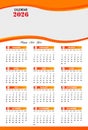 Calendar design template vector 2026. Calendar design 2026. Editable calendar template Royalty Free Stock Photo