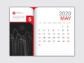 Calendar 2020 design Vector, Desk Calendar 2020 template, MAY, red concept, Week Start On Sunday, Planner, Stationery Royalty Free Stock Photo