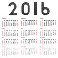 2016 calendar