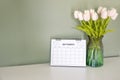 2021 Calendar desk place on table. Desktop Calender for Planner to plan agenda, timetable, appointment, organization, management