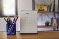 2021 Calendar desk place on table. Desktop Calender for Planner to plan agenda, timetable, appointment, organization, management Royalty Free Stock Photo