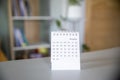 Calendar desk place on table. Desktop Calender for Planner to plan agenda, timetable, appointment, organization, management each Royalty Free Stock Photo