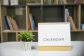 Calendar desk place on table. Desktop Calender for Planner to plan agenda, timetable, appointment, organization, management each Royalty Free Stock Photo