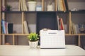 Calendar desk place on table. Desktop Calender for Planner to plan agenda, timetable, appointment, organization, management each Royalty Free Stock Photo