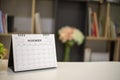 2021 Calendar desk place on table. Desktop Calender for Planner to plan agenda, timetable, appointment, organization, management Royalty Free Stock Photo