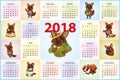 Calendar 2018. dogs in various guises Royalty Free Stock Photo