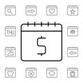 Calendar, dollar flat vector icon in calendar pack Royalty Free Stock Photo
