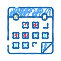 Calendar doodle icon representing scheduling and planning dates Royalty Free Stock Photo