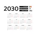 Calendar 2030 Dutch language with Belgium public holidays.