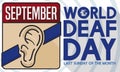 Calendar with Ear and Deafness Symbol for World Deaf Day, Vector Illustration