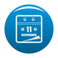 Calendar eleventh november icon blue vector