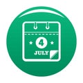 Calendar fourth july icon vector green