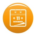 Calendar eleventh november icon vector orange