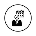 Calendar, employee, working hours icon. Black vector graphics