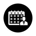Calendar, employee, working hours icon. Black vector sketch
