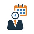Calendar, employee, working hours icon. Simple editable vector design isolated on a white background