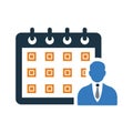 Calendar, employee, working hours icon. Simple flat design Concept