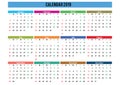 2019 calendar landscape english language