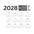 Calendar 2028 English language with Iraq public holidays.