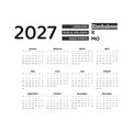 Calendar 2027 English language with Zimbabwe public holidays.