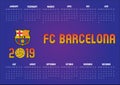 2019 Barcelona FC Calendar in English
