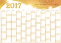 Calendar 2017 - English printable Organizer Royalty Free Stock Photo