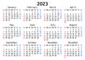 2023 calendar, English, Sunday