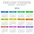 2014 calendar english version sun Ã¯Â¿Â½ sat