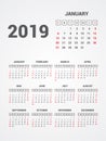 Calendar 2019. EPS 10.