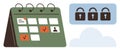 Calendar with Events and Security Integration Representing Scheduled Privacy and Task Planning Royalty Free Stock Photo