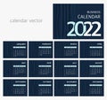 Calendar 2022 is fashionable and modern. On a blue background. A set of desktop calendars for 2022, a wall calendar