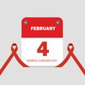 Calendar February 4 concept World Cancer Day vector illustration