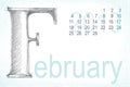 Calendar february pencil hand draw Royalty Free Stock Photo